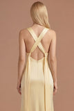 Sheath Yellow Thick Straps Sleeveless Long Prom Dress