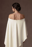 Satin White Mermaid Off the Shoulder Long Wedding Dress with Slit