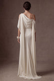 White Spaghetti Straps Sleeveless Backless Long Wedding Dress with Slit