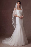 Cold Shoulder White Mermaid Short Sleeves Long Wedding Dress