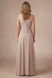 Flutter Sleeves Appliqued A Line Champagne Long Mother of the Bride Dress
