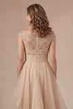 Beaded Blush Off the Shoulder A Line Ruffled Long Mother of the Bride Dress