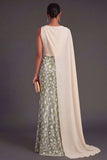Sheath Green Floral Long Formal Dress with Cape