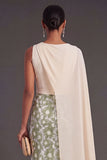 Sheath Green Floral Long Formal Dress with Cape