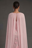 Floral Appliqued Sheath Ruched Strapless Backless Pink Long Formal Dress