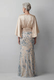 Sparkly Champagne Sequined Satin Bateau Neck Mother of the Bride Dress