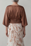 Coffee Floral Sheath Appliqued A Line Long Mother of the Bride Dress