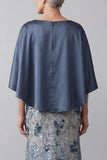 Sparkly Navy Floral Sheath Satin Long Mother of the Bride Dress