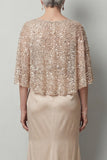 Sparkly Sequined Champagne Satin Mermaid Long Mother of the Bride Dress