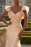 Satin Floral Blush Corset Ruffled Appliqued Long Prom Dress