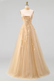 Corset Blush Floral Strapless A Line Long Prom Dress with Neck Scarf