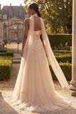 Corset Blush Floral Strapless A Line Long Prom Dress with Neck Scarf