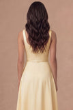 White A Line Thick Straps Satin Sleeveless Midi Engagement Dress