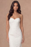 Jacquard Floral Mermaid Sweetheart White Midi Engagement Dress