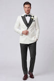 3 Piece Black Double Breasted Peak Lapel Men's Prom Suits with Pockets