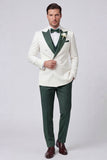 3 Piece Black Double Breasted Peak Lapel Men's Prom Suits with Pockets