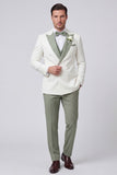 3 Piece Black Double Breasted Peak Lapel Men's Prom Suits with Pockets