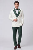 Double Breasted Black Peak Lapel Men's Prom Suits
