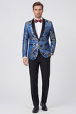 2-piece One Button Shawl Lapel Jacquard Black Men's Prom Suits