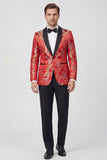 2-piece One Button Shawl Lapel Jacquard Black Men's Prom Suits