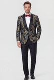 Blue 2-piece Shawl Lapel Jacquard Men's Prom Suits