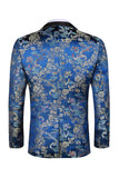Red 2-piece Peaked Lapel Long Sleeves Jacquard Men's Prom Suits