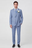 Single Breasted Light Blue Shawl Lapel 2-Piece Men's Wedding Suits