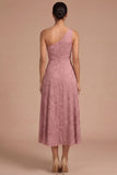 Emerald Green One Shoulder Ruched Backless Midi Formal Dress
