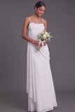 Blue Spaghetti Straps Long Bridesmaid Dress with Flower
