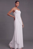 Blue Spaghetti Straps Long Bridesmaid Dress with Flower