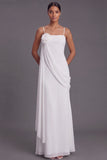 Blue Spaghetti Straps Long Bridesmaid Dress with Flower