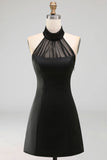 A Line White Halter Neck Backless Sleeveless Short Bridal Shower Dress