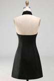 A Line White Halter Neck Backless Sleeveless Short Bridal Shower Dress