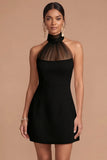 A Line White Halter Neck Backless Sleeveless Short Bridal Shower Dress