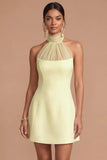 A Line White Halter Neck Backless Sleeveless Short Bridal Shower Dress