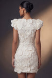 White V Neck Appliqued Bodycon Floral Short Bridal Shower Dress