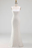 White Floral Thick Straps Lace Sleeveless Long Engagement Dress
