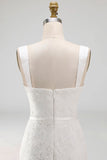 White Floral Thick Straps Lace Sleeveless Long Engagement Dress
