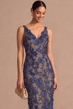 Appliqued Sheath White V Neck Floral Long Engagement Dress