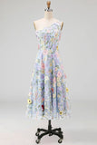 Leely Women Sparkly Light Blue Sequin Long Formal Dress Sheath One Shoulder Keyhole Wedding Guest Dress