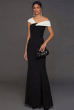 Black Mermaid Off the Shoulder Backless Sleeveless Long Formal Dress