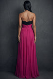 Raspberry A Line Sparkly Beaded Pleated Long Wedding Guest Dress