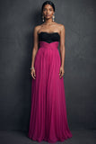 Raspberry A Line Sparkly Beaded Pleated Long Wedding Guest Dress