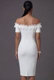 Navy Off the Shoulder Ruffled Bodycon Short Formal Dress