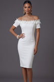 Navy Off the Shoulder Ruffled Bodycon Short Formal Dress