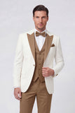 3 Piece Peak Lapel Black One Button Men's Prom Suits