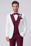3 Piece Peak Lapel Black One Button Men's Prom Suits