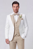 3 Piece Peak Lapel Black One Button Men's Prom Suits