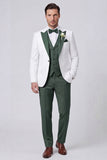3 Piece Peak Lapel Black One Button Men's Prom Suits