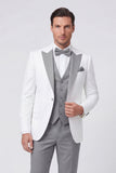 3 Piece Peak Lapel Black One Button Men's Prom Suits